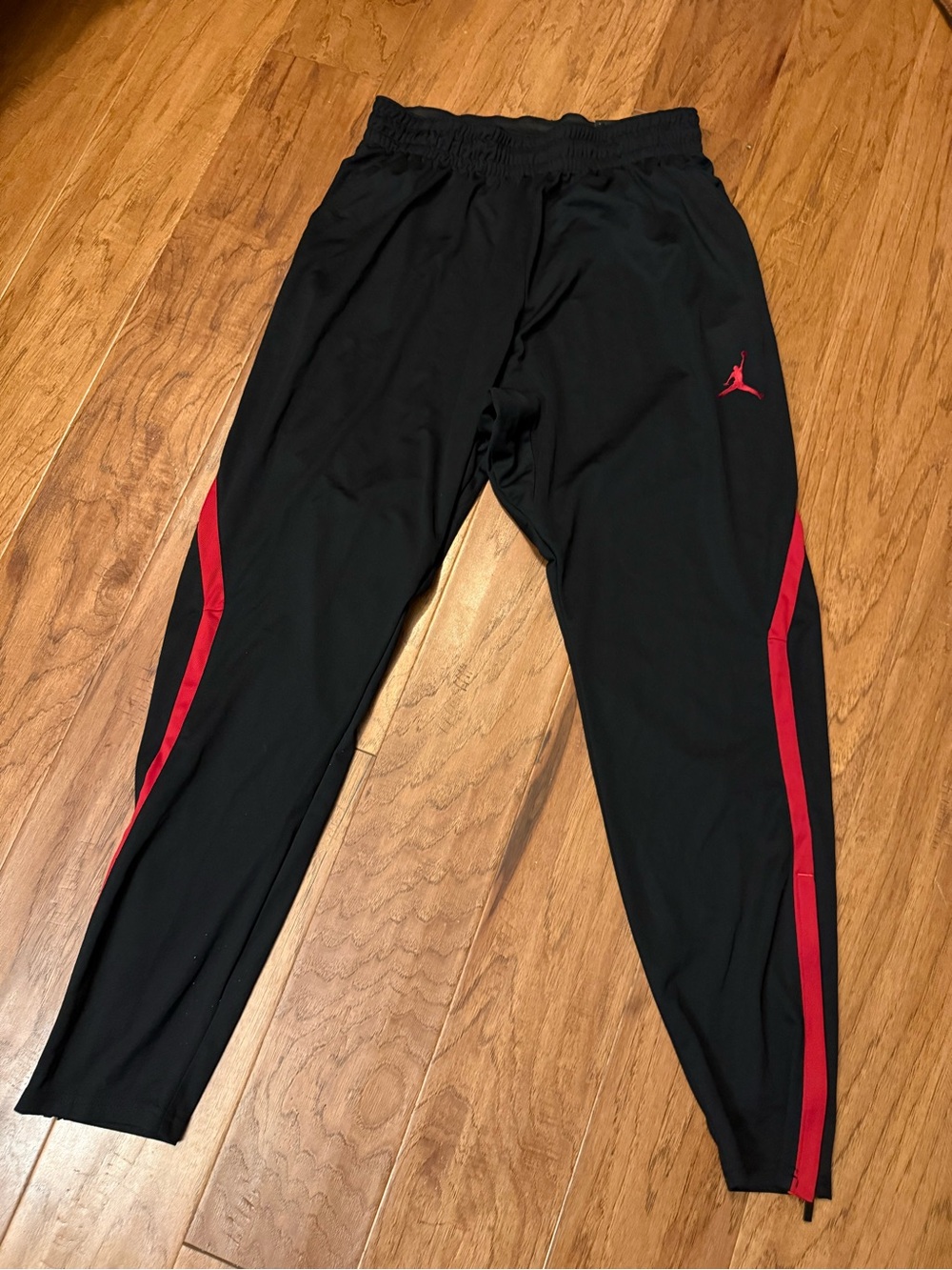 Jordan Men’s Black Track Pants with Red Accents